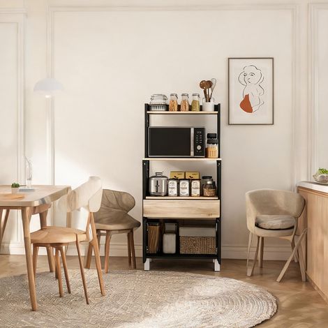 Buffet coloris noir en panneau de particules 60 x 40 x 131 cm (1/5)
