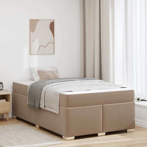 vidaXL Cadre de lit avec matelas Cappuccino 120 x 190 cm tissu (1/5)