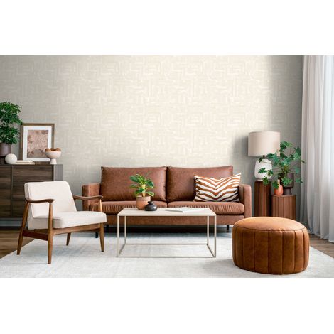 Papier peint intissé Oriental Crème, Blanc - 10,05 x 0,53 m (1/5)