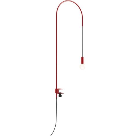 Zafferano - Lampada da Tavolo Filo con morsetto, Orientabile 200°, H152 cm, Metallo Verniciato Lampadina E27 max 60W inclusa - Rossa