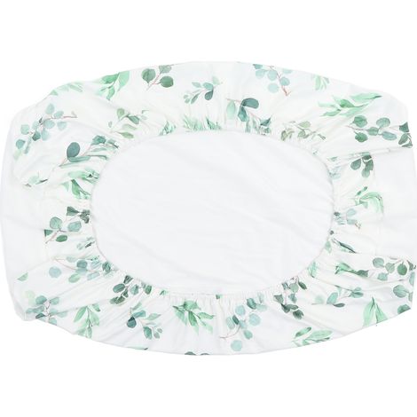 Housse de matelas à langer douce et agréable pour la peau, imprimée avec style, amovible, pour bébés et jeunes enfants, motifs de feuilles vertes et peluche blanche. (1/5)