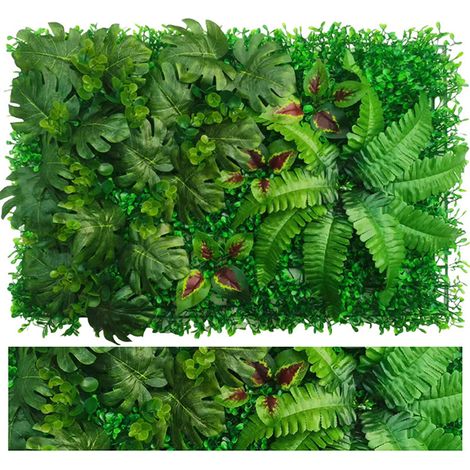 Anti-UV Décoration murale moderne 60x40cm - Plantes synthétiques réalistes - Gazon artificiel pour balcon et patio (1/4)