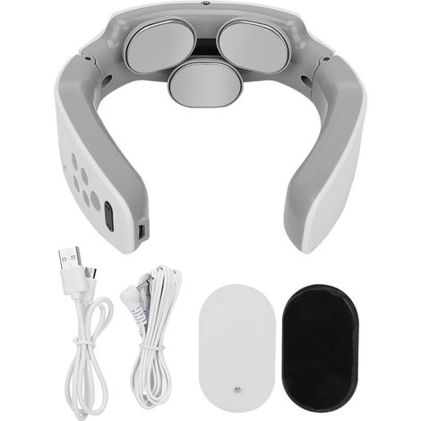 Masseur cervical rechargeable intelligent - 3 têtes physiothérapie - Blanc - Charge rapide