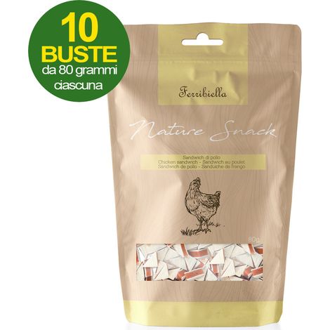Nature Snack mini sandwich di pollo per cani 10 buste da 80 g cad (1/3)