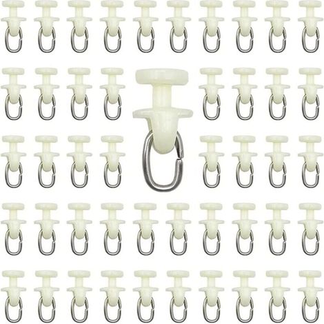 Rulli per binari per tende - 100 pezzi, ganci per binari per tende da interni, puleggia per tende in plastica (bianco) (1/4)