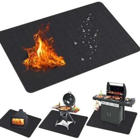 Tapis de foyer 99 x 183 cm pour feu de camp Solo Stove, double face ignifuge, protection pour terrasse, tapis rond pour barbecue Solo Stove, facile à nettoyer et réutilisable. (1/4)