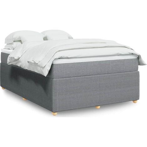 Boxspringbett mit Matratze Hellgrau 140x200 cm Stoff (1/5)