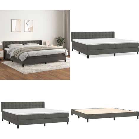 Sommier à lattes de lit et matelas Gris foncé 200x200cm Velours - Lit Plateforme - Lit Double - Lit Velours - Lit Design - Literie - Home & Living (1/5)
