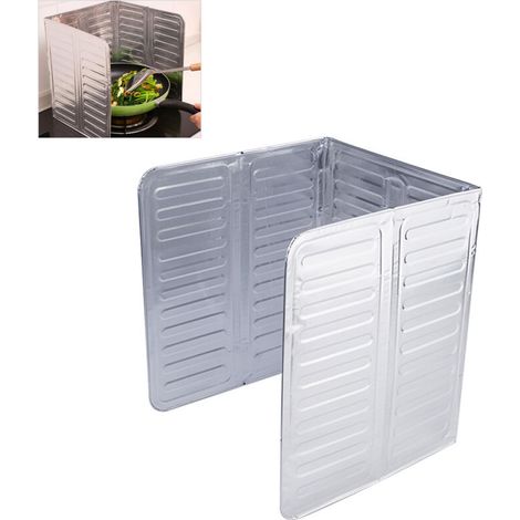 Dreiseitiger, faltbarer Spritzschutz aus Aluminium für die Küche – wiederverwendbares Fettsieb (1/5)