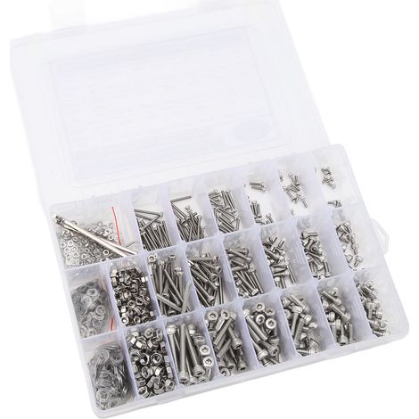Kit 1080 pièces vis à tête bombée 304 inox, boulons et écrous assortis avec clé Allen, pas de 6 pans (1/5)