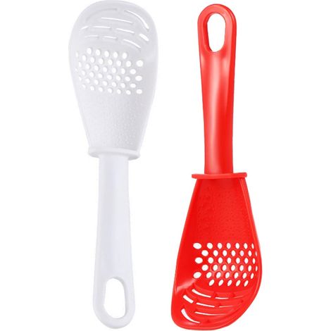 Set aus zwei multifunktionalen Kunststofflöffeln zum Pürieren von Kartoffeln und Knoblauch, zum Zerkleinern und Trennen von Eiern, praktisches Zubehör