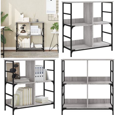 Bücherregal Grau Sonoma 78,5x33x82 cm Holzwerkstoff - BucheRegal - Industrielles Regal - Regal Grau - Regal Metall - Aufbewahrungshelfe - Home & Living (1/5)