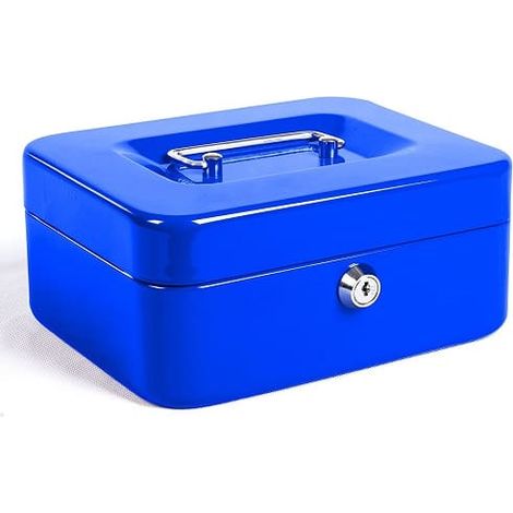 Caja fuerte metalica portatil caudales pequeña  Azul
