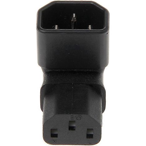 Adaptateur convertisseur de prise secteur IEC 320 C14 mâle vers C13 femelle 3 broches coudées vers le haut (1/5)