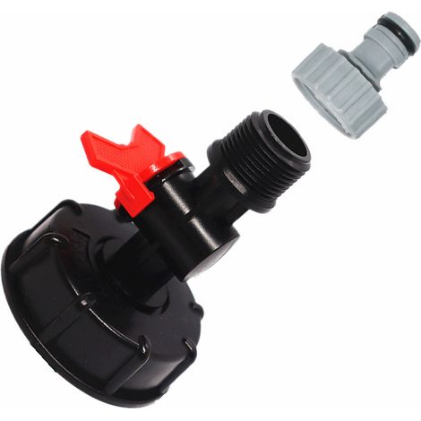 Réservoir d'eau IBC de 1000 L avec vanne d'adaptation S60x6 et 3/4-yvan (robinet uniquement, réservoir non inclus) [alj]