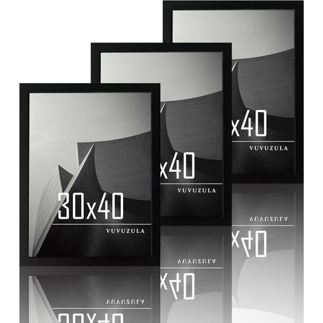 Bilderrahmen 30x40cm Schwarz Holz Fotorahmen 12x16 Zoll 3er Set (1/5)