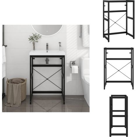 Cadre de lavabo de salle de bain Noir 59x38x83 cm Fer - Meubles De Salle De Bain - Meuble Lavabo - Cadre Lavabo - Support Lavabo - Meuble Noir (1/5)