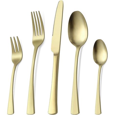 Besteckset 30 Teile für 6 Personen, Champagner Gold Matt, Edelstahl, Spülmaschinenfest (1/5)