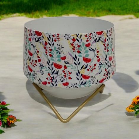 Planter in Stand - Iron - L13 x W13 x H13 cm