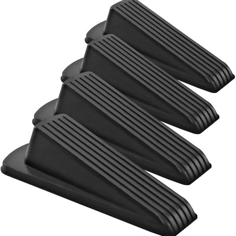 BEBUSINGOTO Lot de 4 cales d'arrêt de porte en caoutchouc noir pour la maison et le bureau. (1/3)