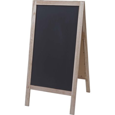 [NON UTILIZZATO] Lavagna XL decorativa HHG-989 legno bilaterale 100x50cm naturale shabby