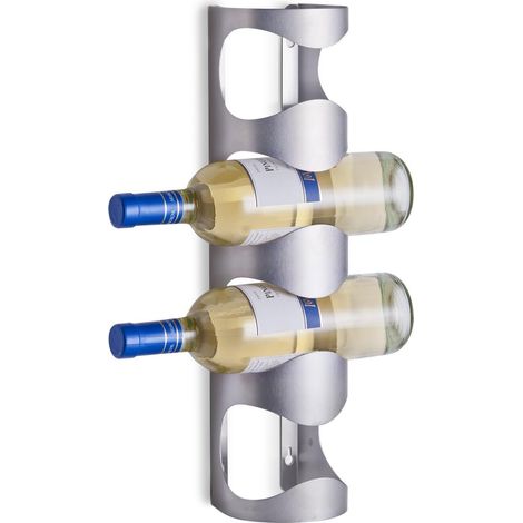 Support à Vin Mural 4 Bouteilles, Étagère De Rangement pour Bouteille De Vin en Acier Inoxydable Porte Bouteille Mural Home Creative Home, Argent. (1/4)