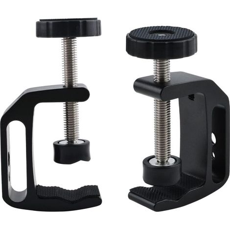 Lot de 2 pinces universelles pour appareil photo de bureau en alliage d'aluminium avec filetage 1/4". (1/4)