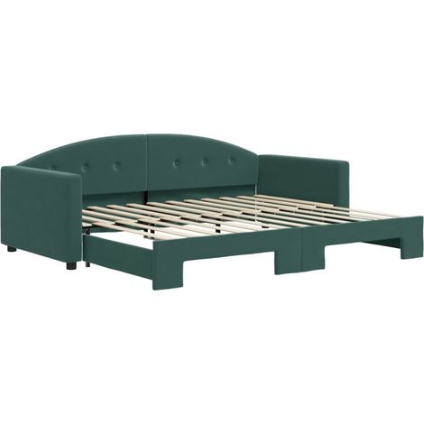 vidaXL Divano Letto con Letto Estraibile Verde Scuro 90x200cm Velluto (1/5)