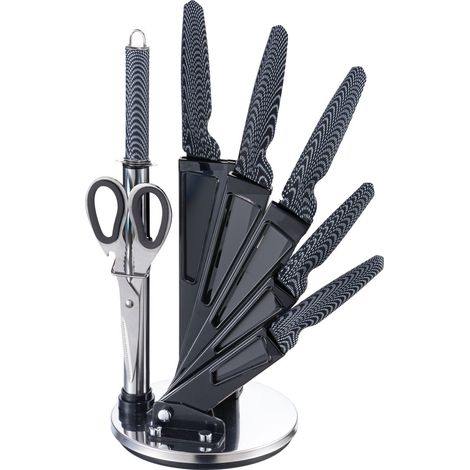 Michelino 8-teiliges Profi Messer-Set Messerblock sehr hochwertiges SelbstschärfenMesser Küchenmesser Set Kochmesser Carbon