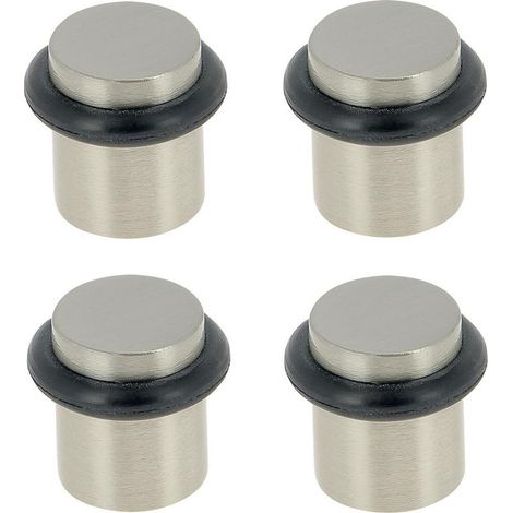 Juego de 4 topes de puerta atornillables de acero inoxidable plateado, ⌀2 x H.2,5 cm (1/5)