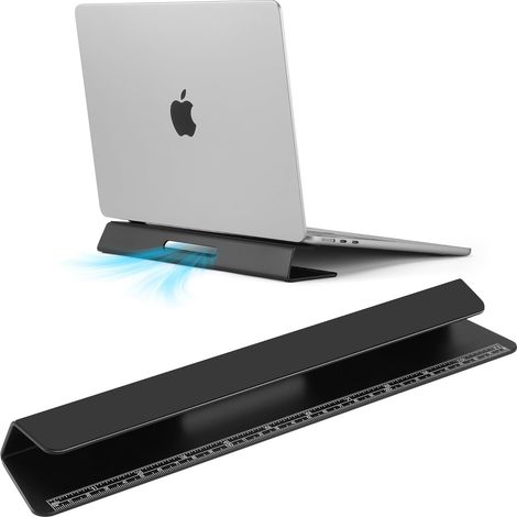 Laptop Kühlständer Aluminium- Verbesserte Kühlung, Ergonomie, Stabilität und Vielseitigkeit - Kompatibel mit Alle Laptop, mit Lineal (1/5)