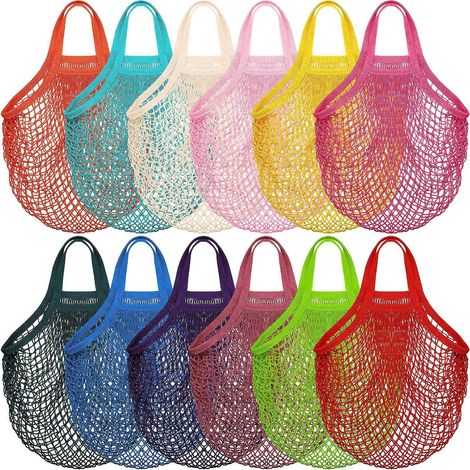 12 Pcs Couleurs Alatoires Filet De Courses En Coton Et Lin 40  35 Cm Portables Sac Filet Rutilisable Filet  Provision Solidifier Pour Shopping Lg (1/5)
