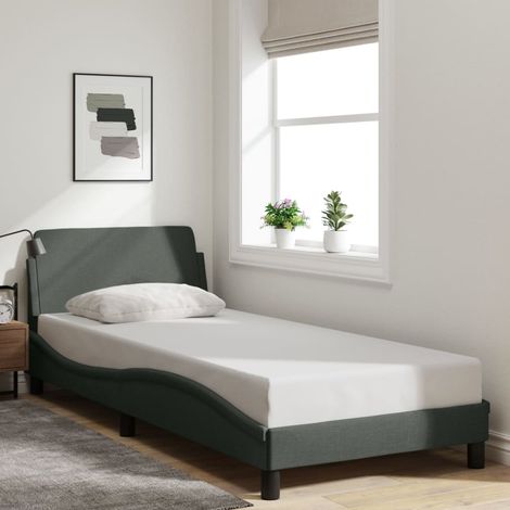 Estructura de cama Dover tela gris oscuro 90x200 cm vidaXL (1/5)