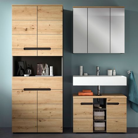 Ensemble salle de bain composé de 3 éléments décor naturel - KANUT (1/5)