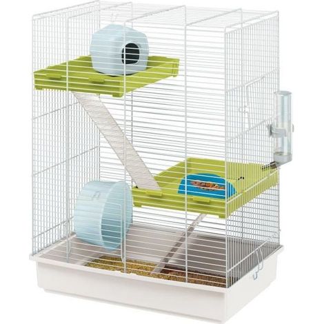 FERPLAST Jaula para Hámster Tris - 46x29x58 cm - Blanco - Para hámster