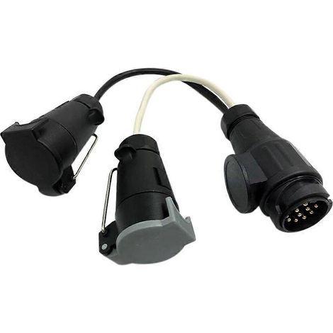 Adaptateur de rallonge pour remorque 13 broches vers 7 broches N et S avec couvercle (1/5)