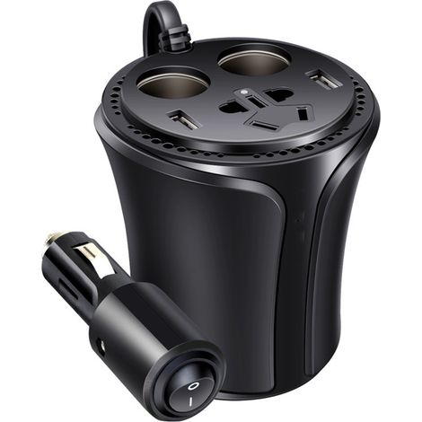 150W Auto-Wechselrichter DC 12 V bis 110 V 120V Auto-AC-Adapter Wechselrichter 【5-in-1-Tassenhalter-Design】 Dual USB-Auto-Ladegerät und 2-Auto-Power-Adapter (1/5)