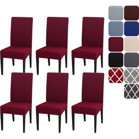 Stuhlhussen 6er Set, Stretch Stuhlbezüge abnehmbar & waschbar für Esszimmerstühle (1/5)
