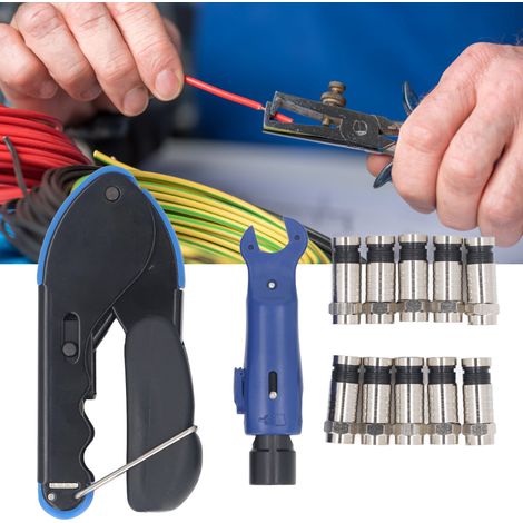 Pince à sertir de type F pour câble coaxial, pince à dénuder et jeu de pinces à sertir adapté aux câbles RG59 et RG6. (1/5)