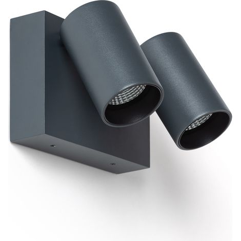 Applique Murale Extérieure LED 18W Aluminium CCT Sélectionnable Deux Spots Kuriya Anthracite