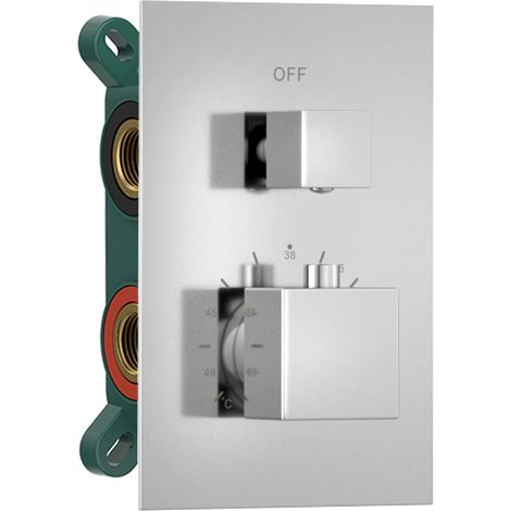 Mitigeur thermostatique de douche à encastrer, à installer. boîtier, 3 prises, chromé