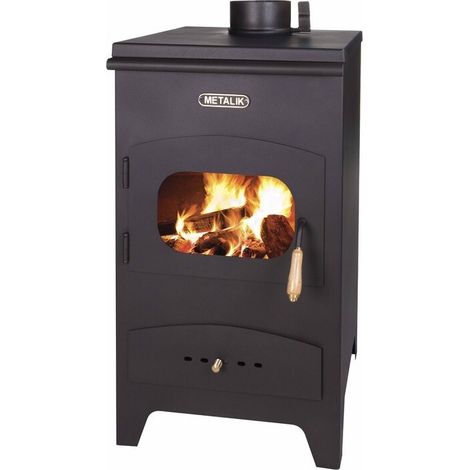 Poêle à bois Metalik Art 6,5 kW avec plaque en fonte – design compact