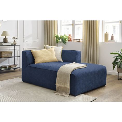 BOBOCHIC - Méridienne pour canapé modulable MEGEVE tissu texturé Angle droit  Bleu foncé (1/5)