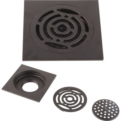 Siphon de sol noir en cuivre avec crépine pour cuisine, salle de bain et balcon (1/5)