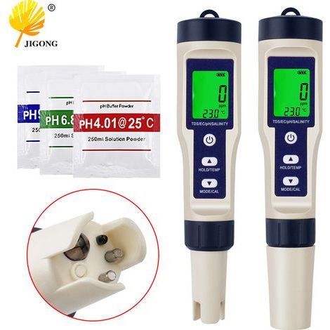 5-in-1 wasserdichtes Salinometer für Aquarien, Meerwasseranalysator mit Digitalanzeige und Hintergrundbeleuchtung, Instrument zur Wasserqualitätsprüfung und -analyse (1/5)