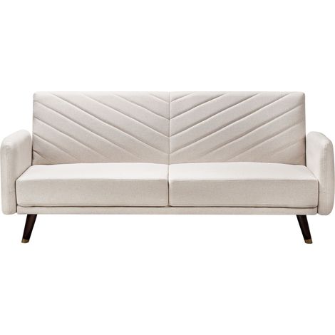 Schlafsofa 3-Sitzer SENJA Kunstleinen Hellbeige