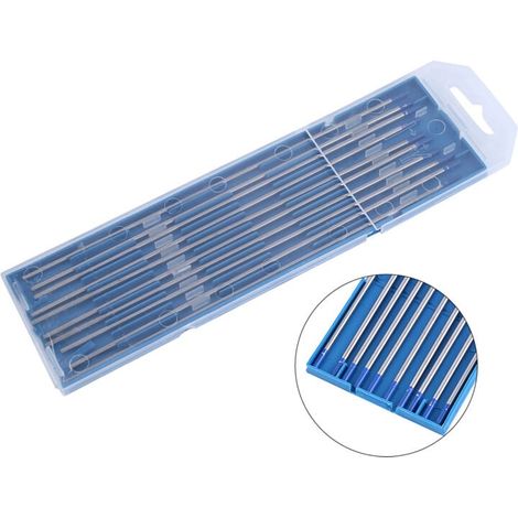 - 10 electrodos de soldadura de tungsteno de 2,4 mm, punta azul lantanada (2,4 x 175 mm) (1/5)