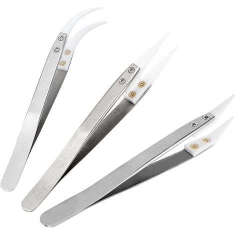 3PCS Kit de Pinces à Épiler Antistatique Brucelles en Céramique Professionnelle Precision Précelles en Acier Inoxydable pour Travail Laboratoire Réparation Électronique Artisanat de Bijoux (1/4)