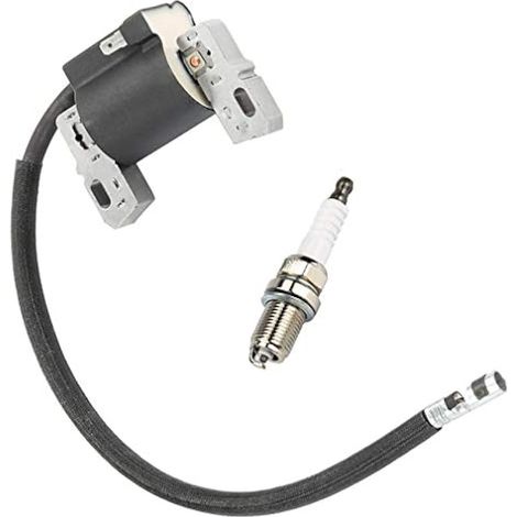Compatible avec l'armature de magnéto de bobine d'allumage 591459 adaptée aux pièces de moteurs de tondeuse à gazon Briggs et Stratton 492341,490586,495859 + bougie d'allumage RC12YC (1/4)