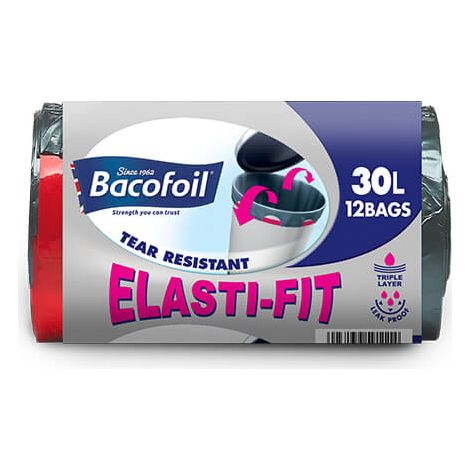 Bacofoil 12 x 30L Elasti-Fit Kitchen Bin Liners (1/4)